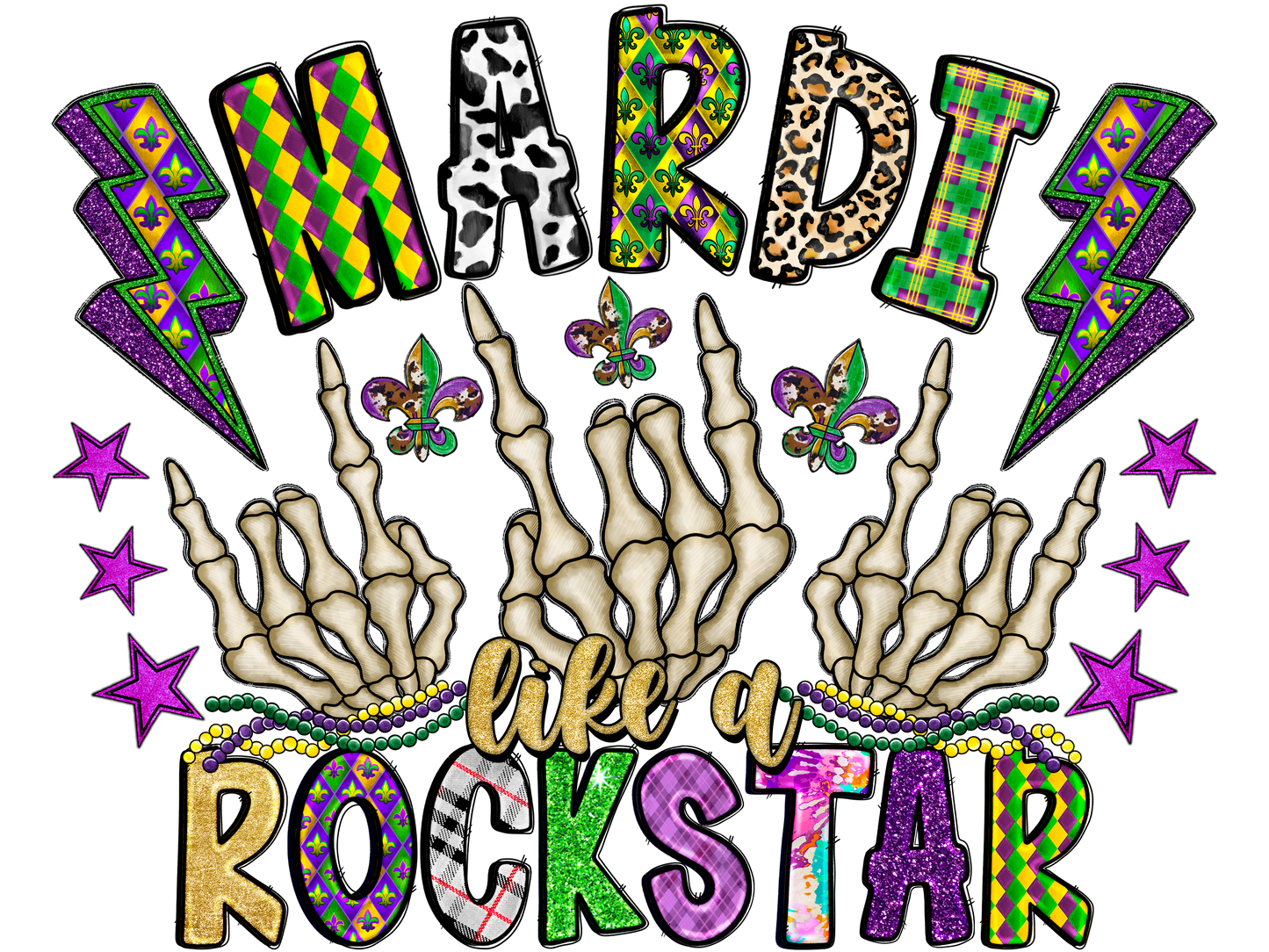 "Mardi Gras" (Multiple Options) Ready-to-Print DTF Transfer