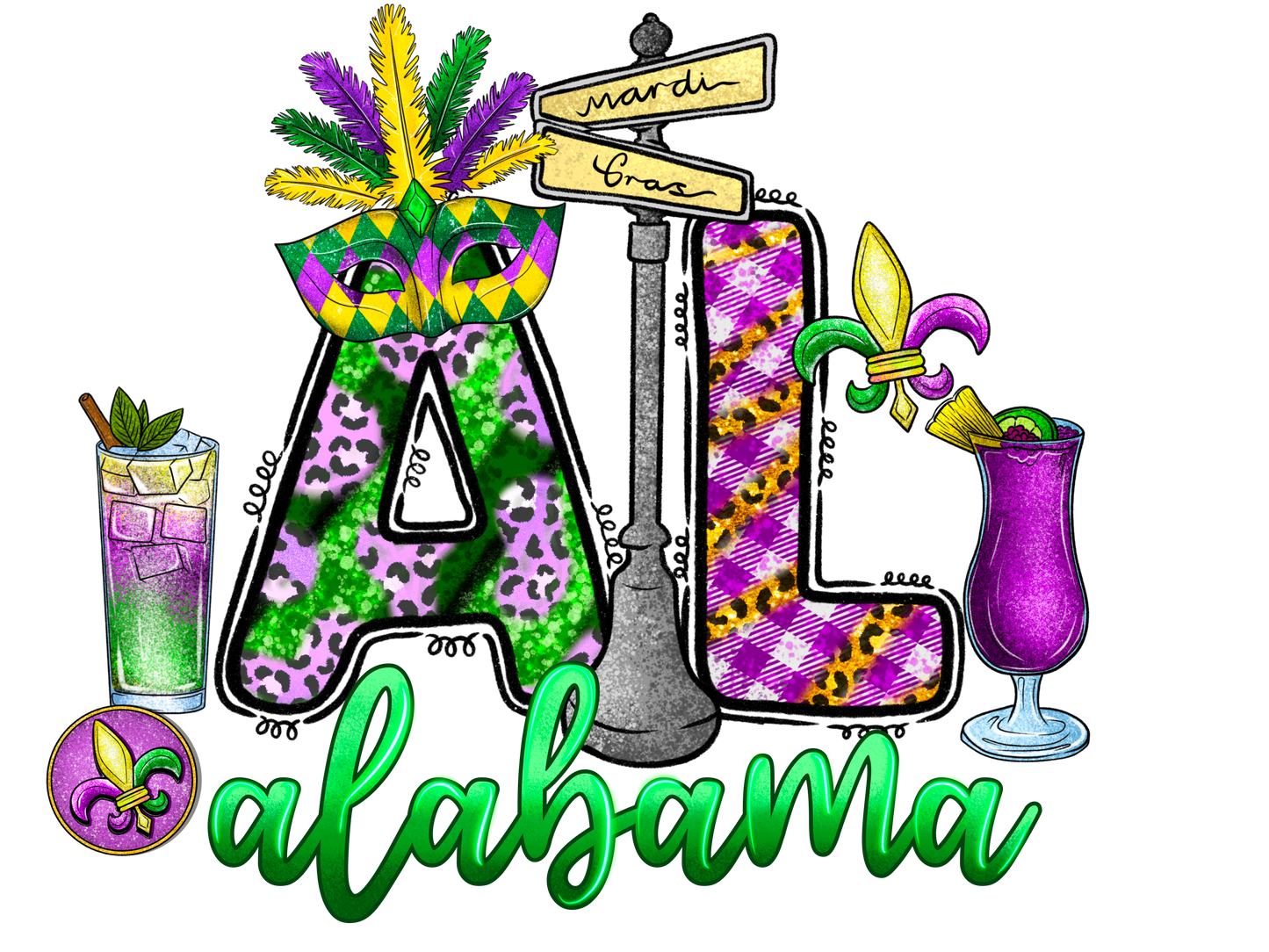 "Mardi Gras" (Multiple Options) Ready-to-Print DTF Transfer