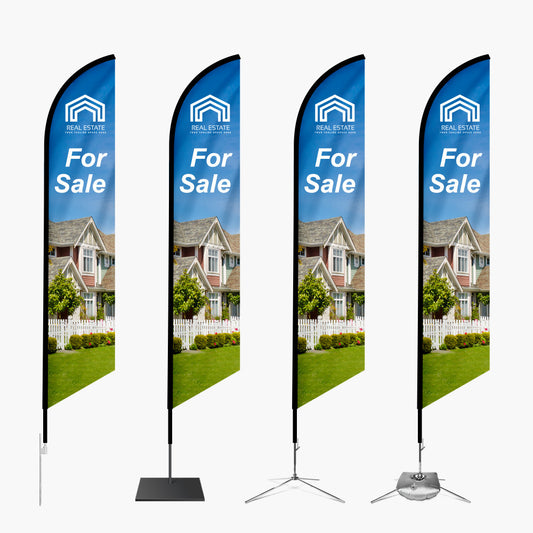 Feather Angled Flags with Ground Stake – Take Your Brand to New Heights